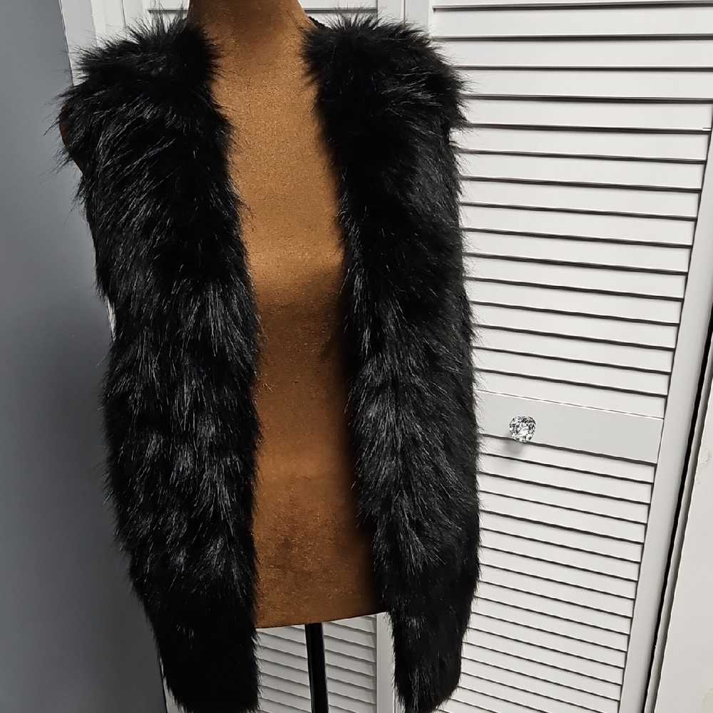 Black Faux Fur Vest